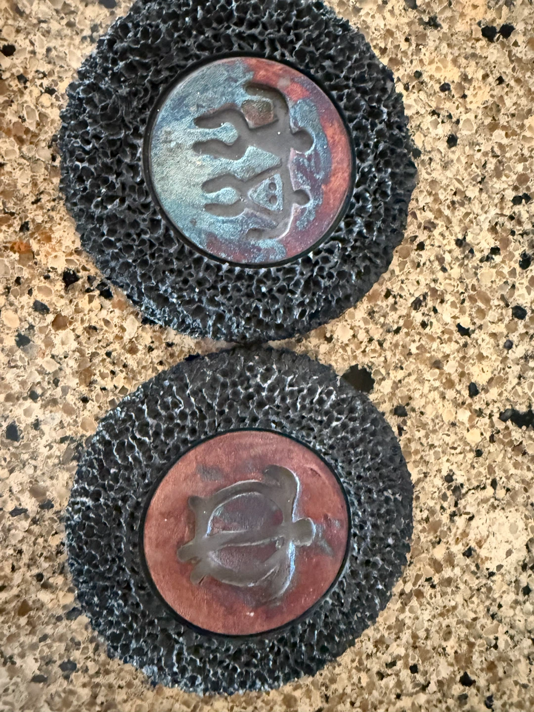 Set of 2 Coasters with Turtle and Tribal Designs