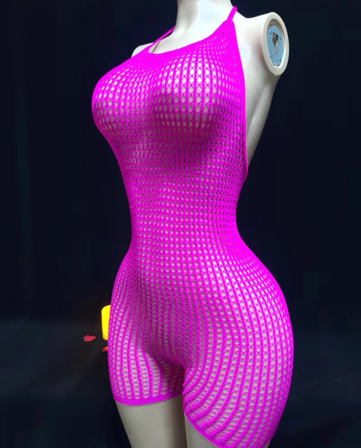 Hot Pink Fishnet Bodysuit. One size (small-XXL)