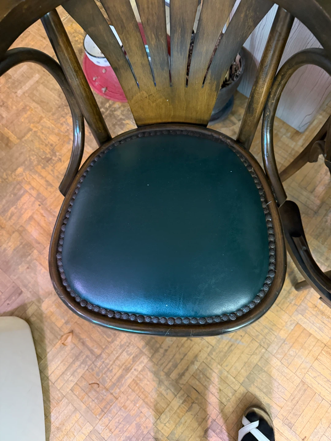 Wooden Arm Chairs with Dark Green Upholstery - photo 2