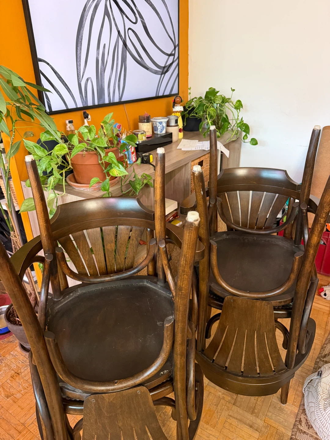 Wooden Arm Chairs with Dark Green Upholstery - photo 3