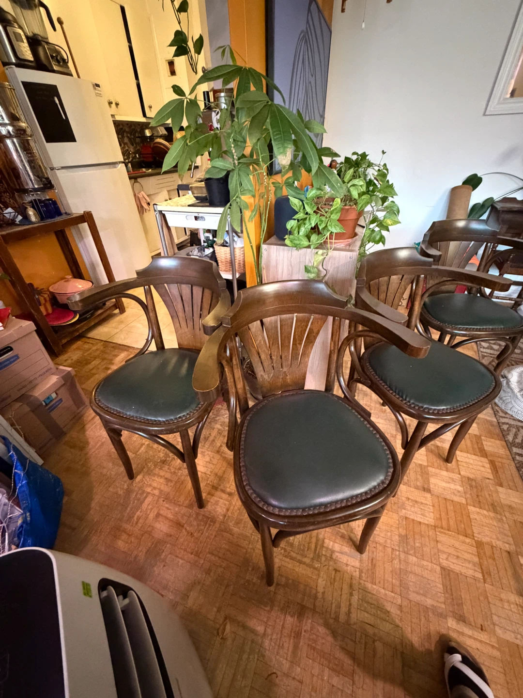 Wooden Arm Chairs with Dark Green Upholstery - photo 4