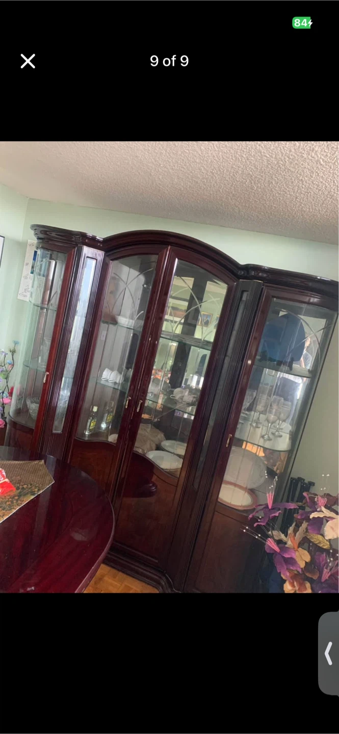 Cherry China Cabinet with Glass Doors