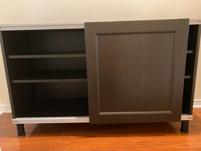 Dark Wood Sliding Door Cabinet