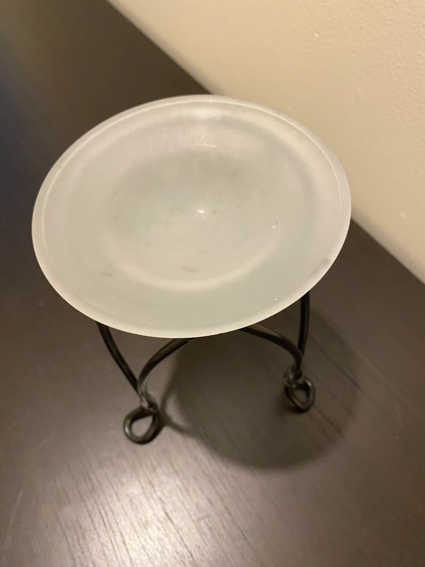 Frosted Glass Candle Holder with Metal Stand