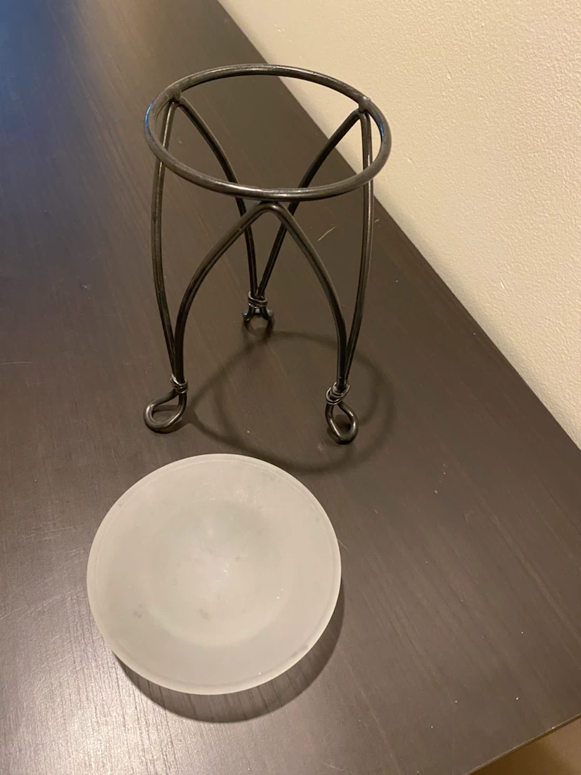 Frosted Glass Candle Holder with Metal Stand - photo 2