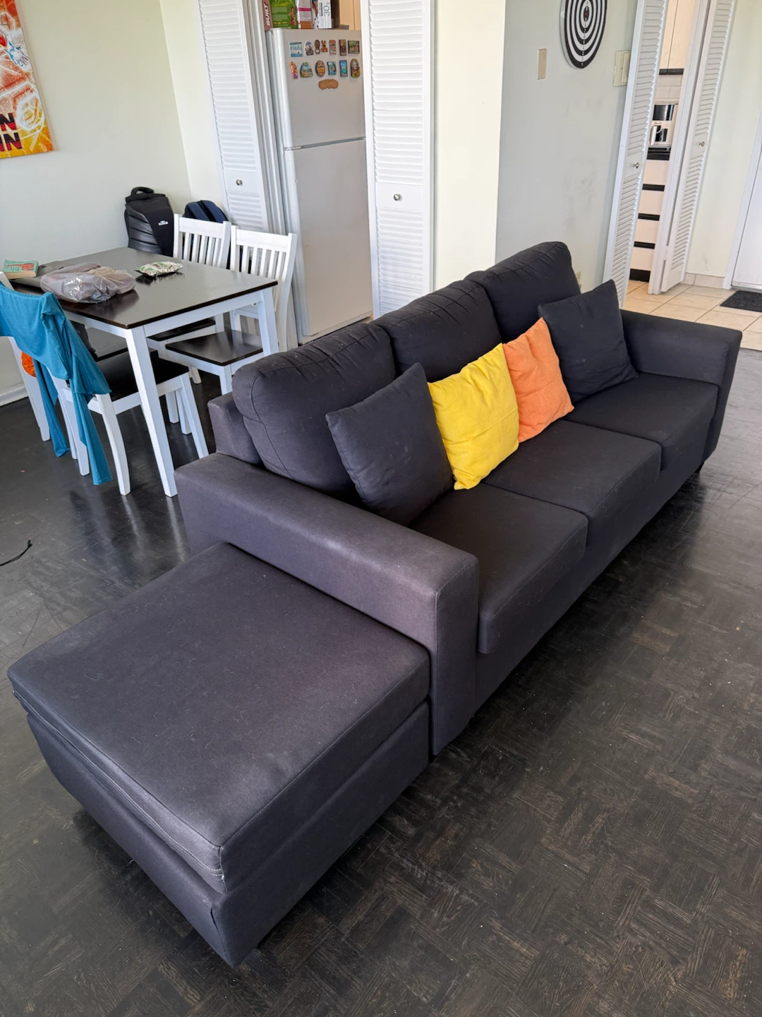 Dark Grey Sectional Sofa with Ottoman