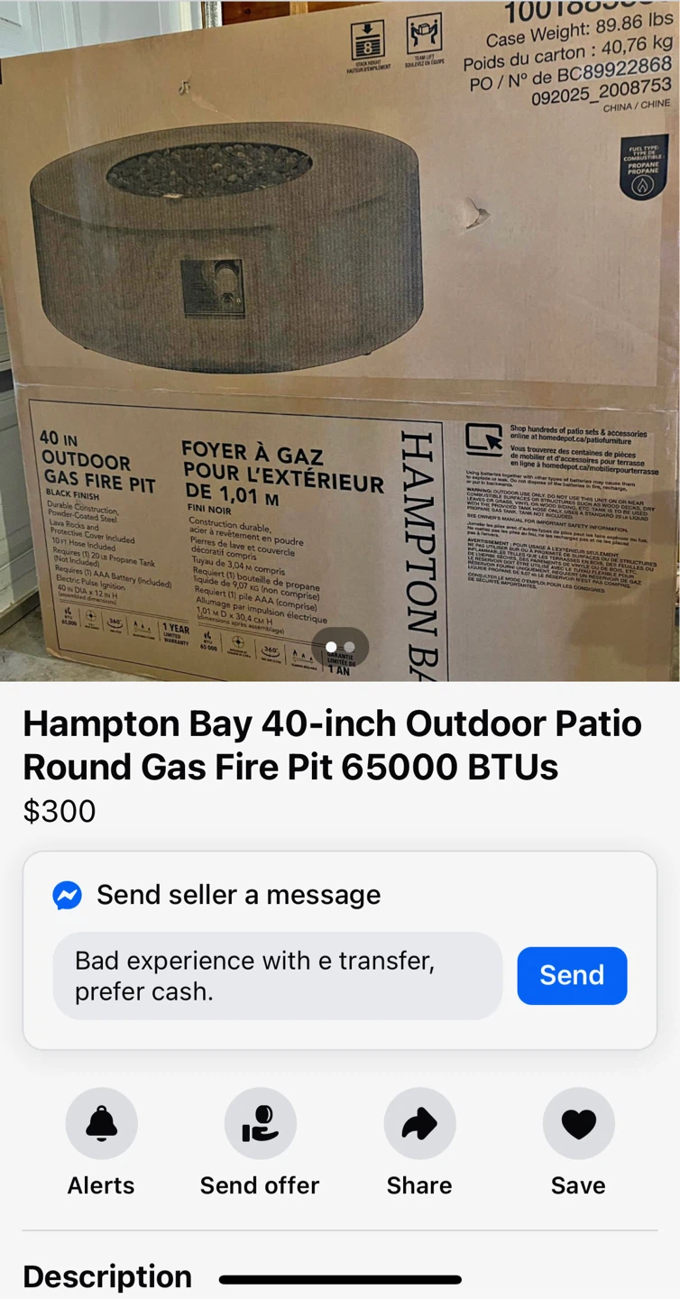 Hampton Bay 40-inch Outdoor Round Gas Fire Pit - photo 3