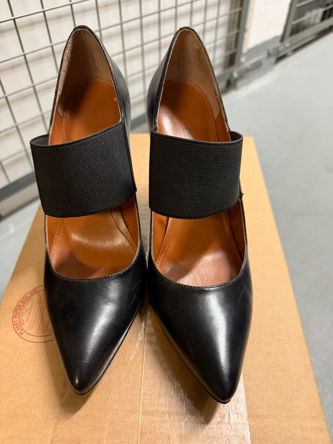 Calvin Klein Black Leather Heels Size 8-8.5