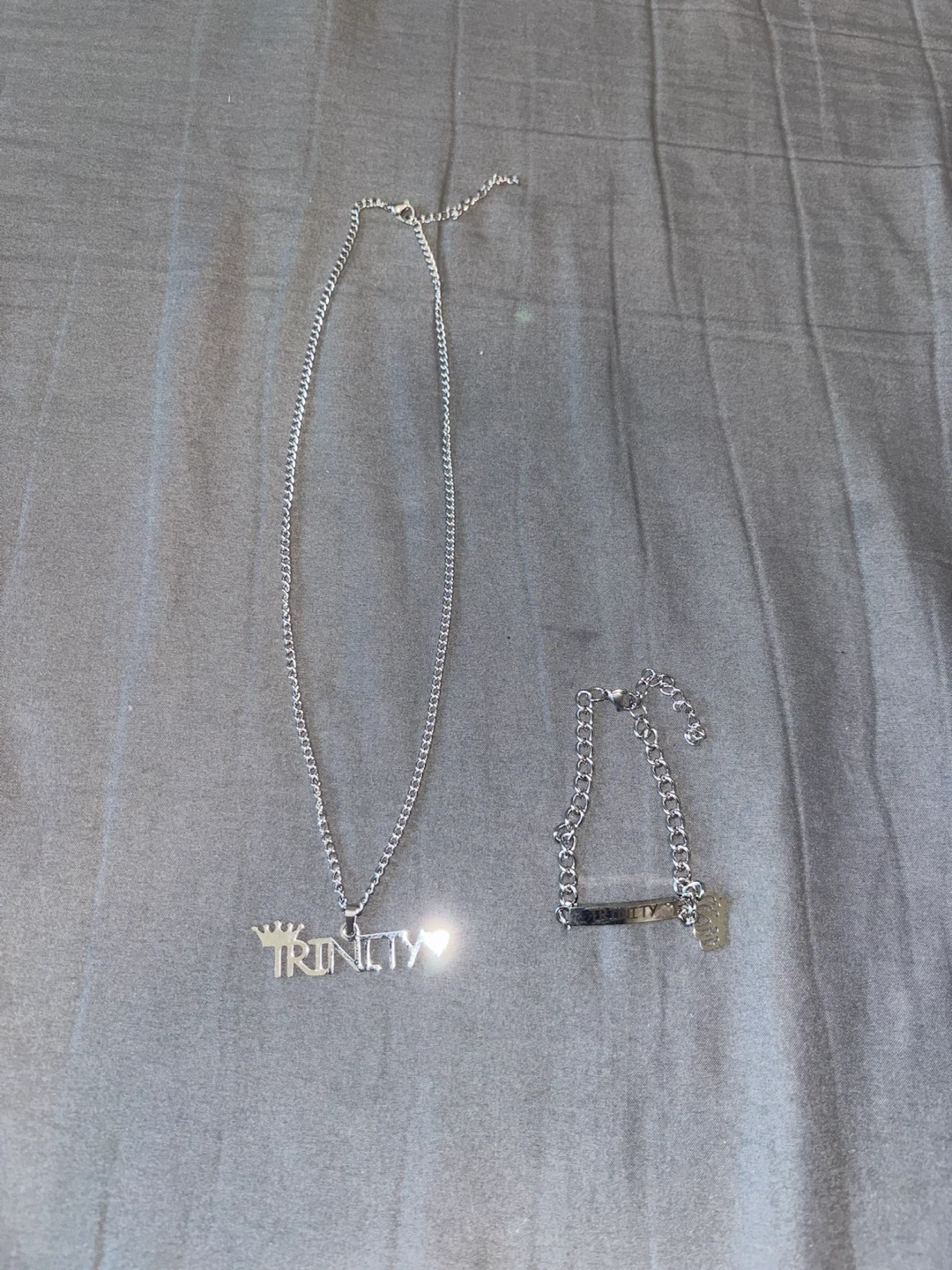 Trinity Name Necklace and Bracelet Set