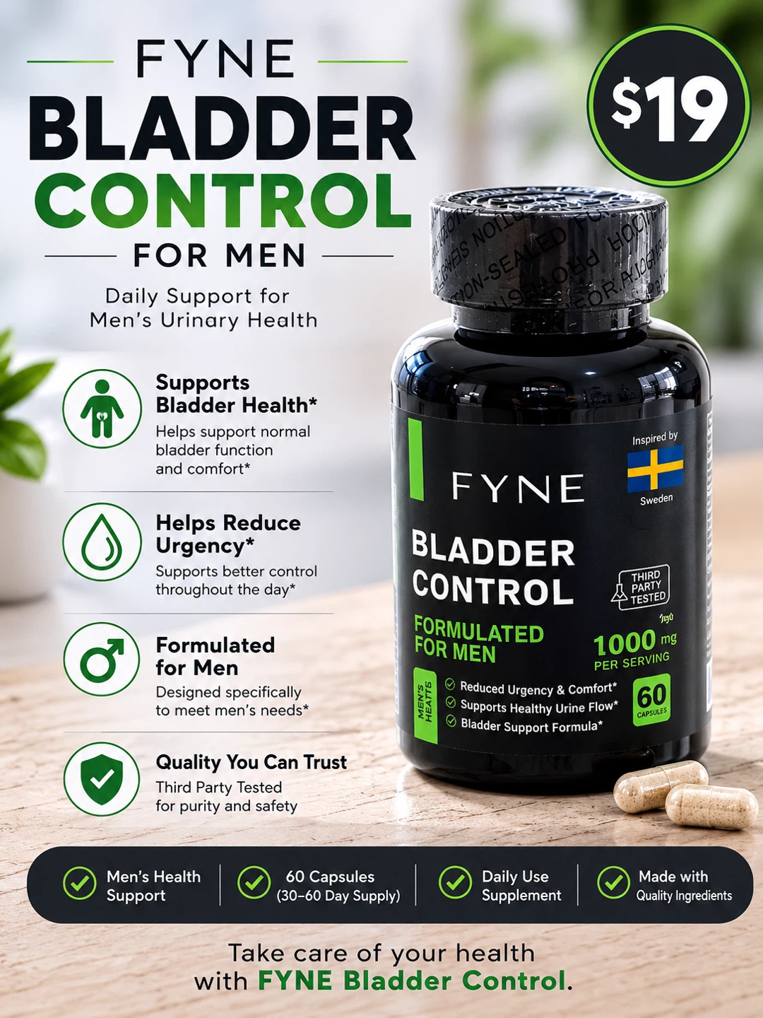 Bladder Control For Men Capsules - 60 Count