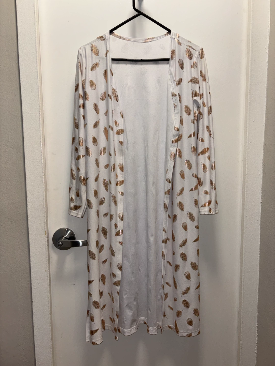 White Feather Print Kimono Size Large