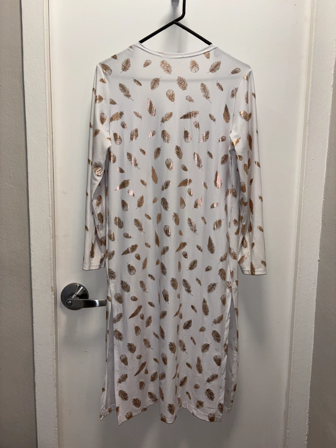 White Feather Print Kimono Size Large - photo 2