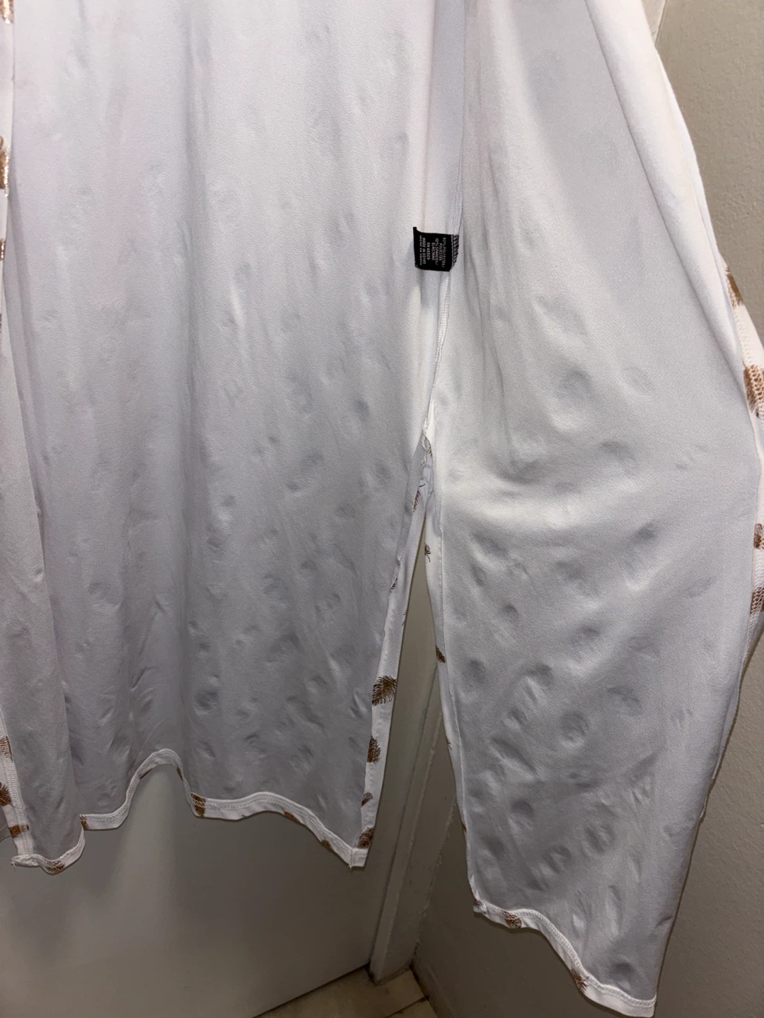 White Feather Print Kimono Size Large - photo 3