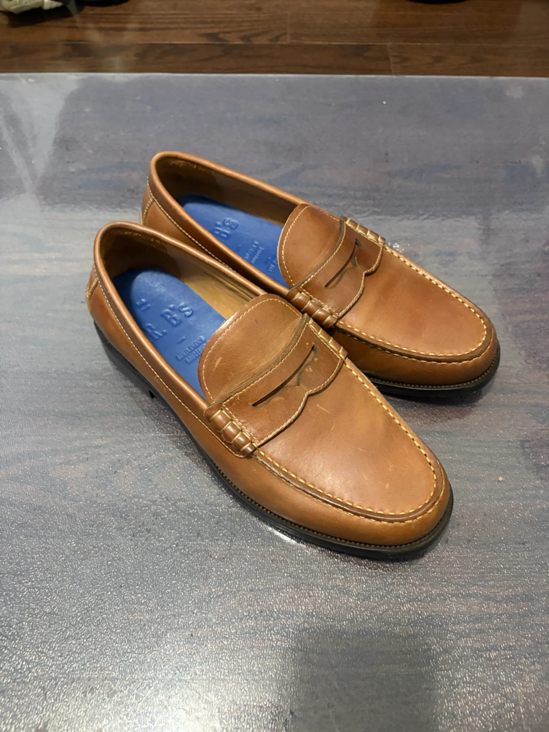 MR. B's Brown Leather Penny Loafers - Size 10