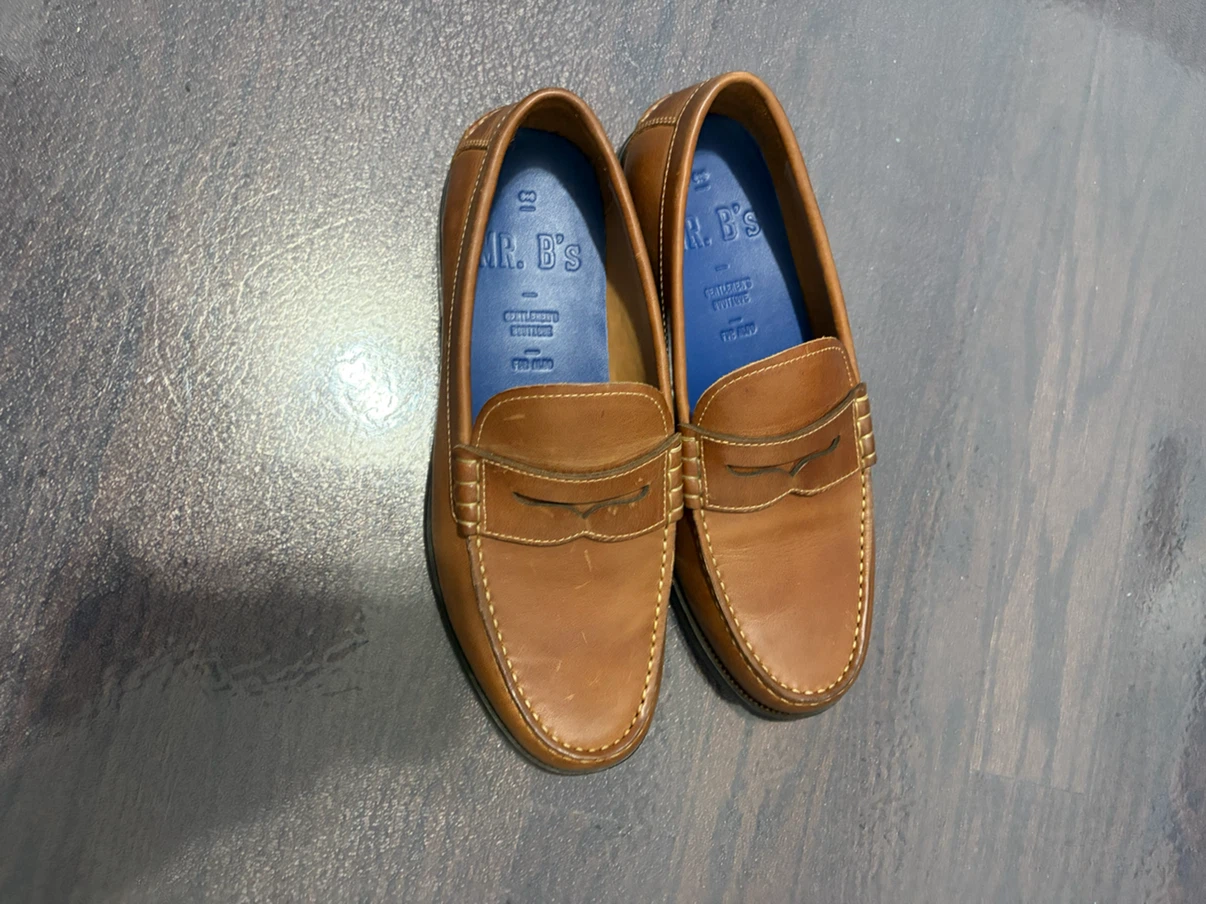 MR. B's Brown Leather Penny Loafers - Size 10 - photo 5