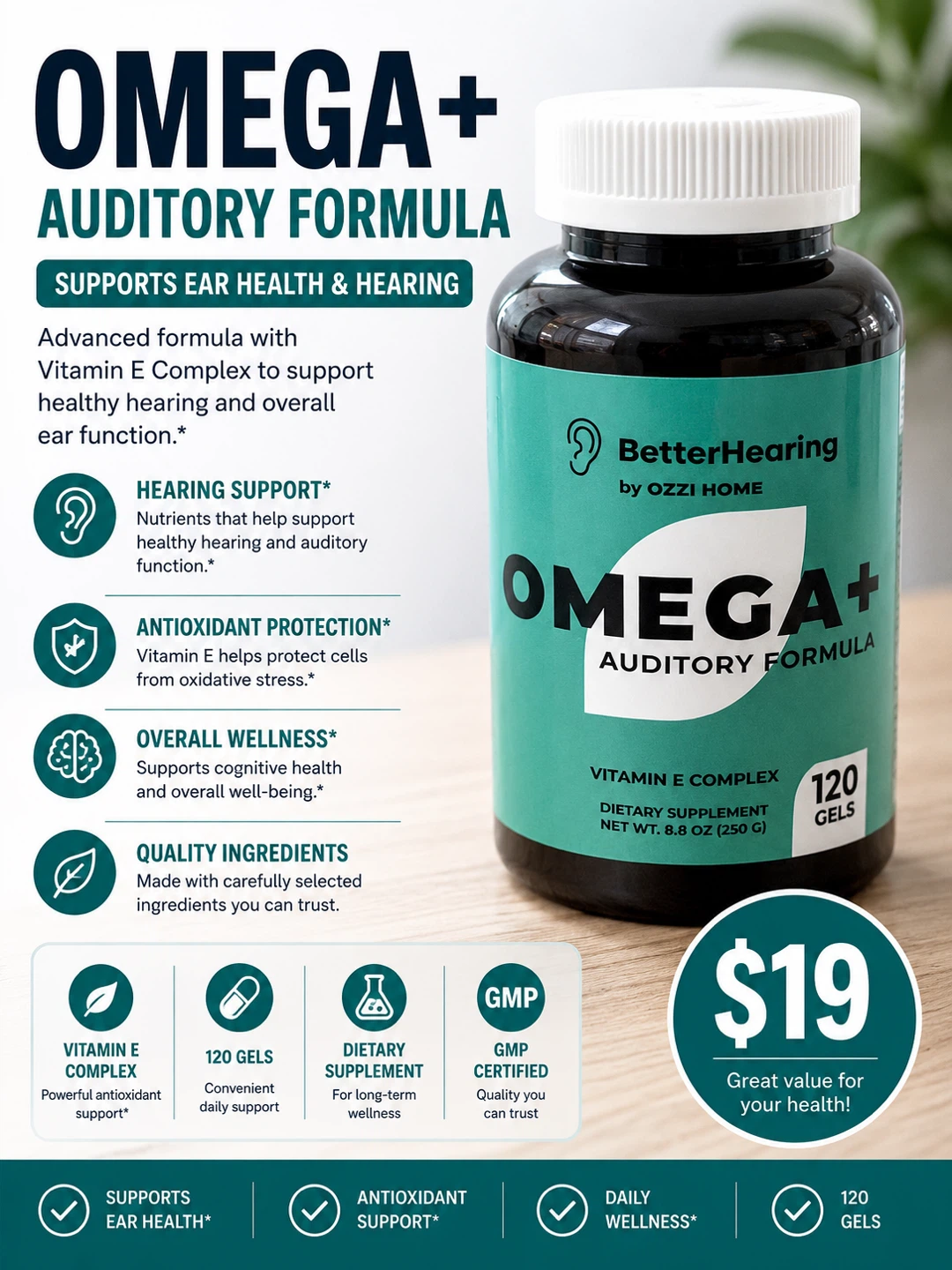 OMEGA+ Auditory Formula Dietary Supplement