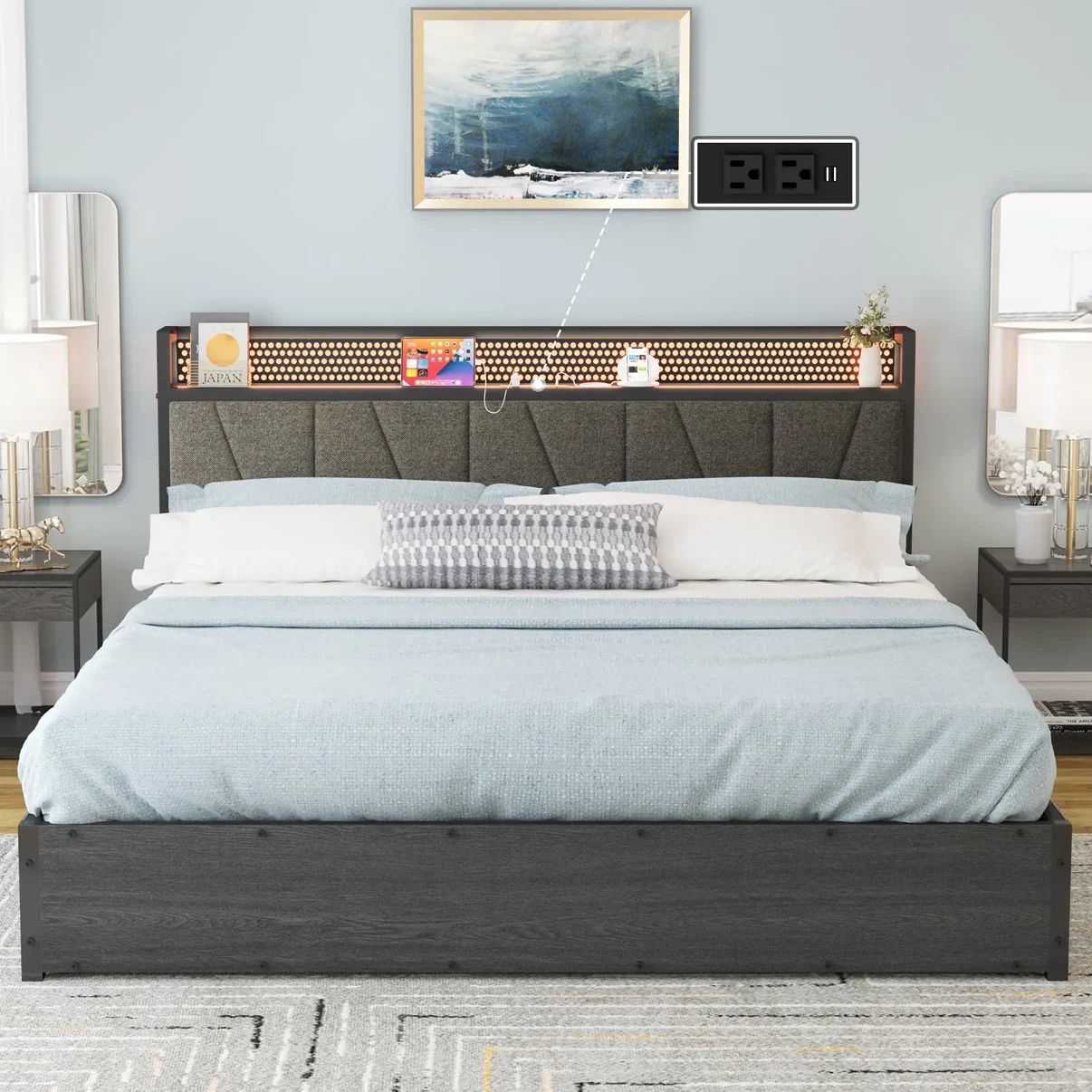 Reno King Lift Up Storage Bed