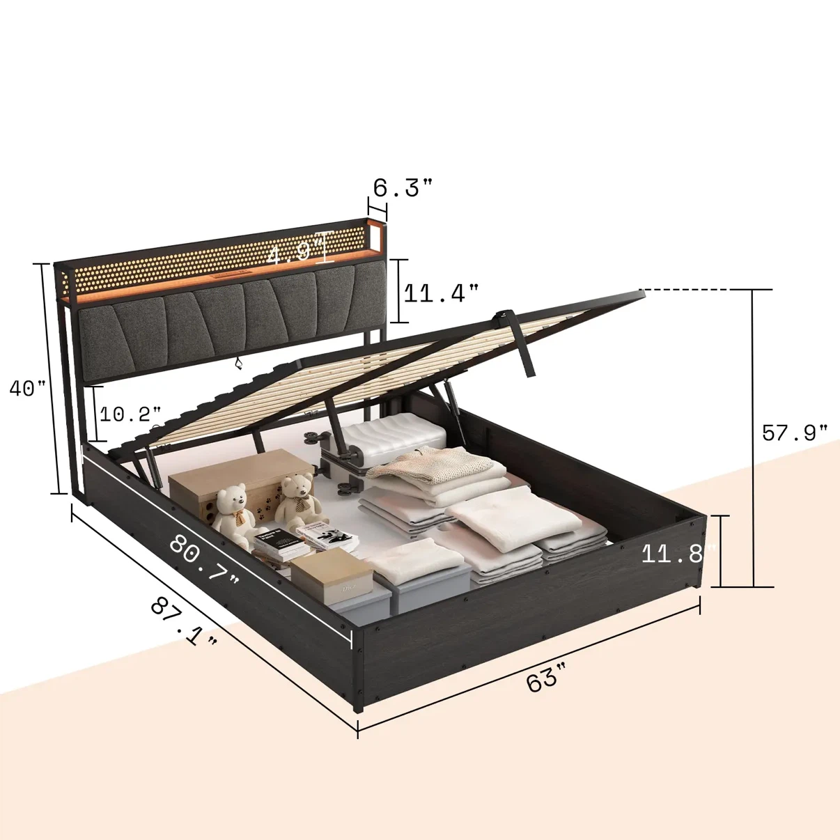Reno King Lift Up Storage Bed - photo 2