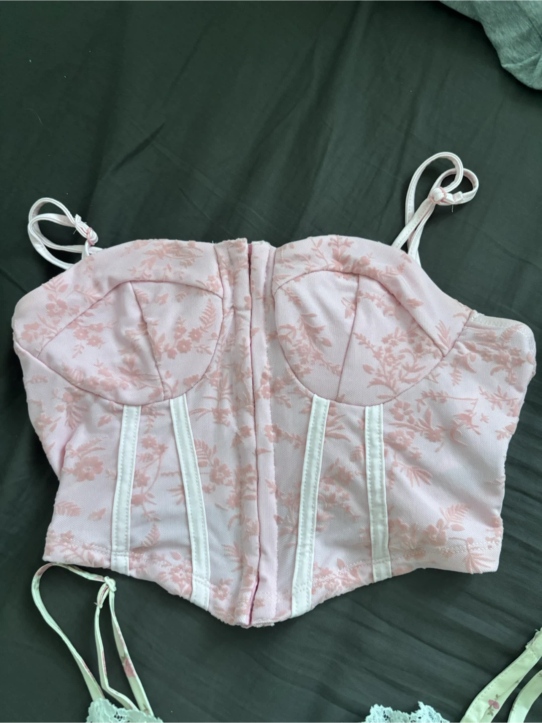 Pink floral corset top - XS