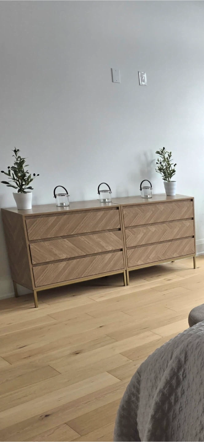 Wooden Dresser with Herringbone Pattern