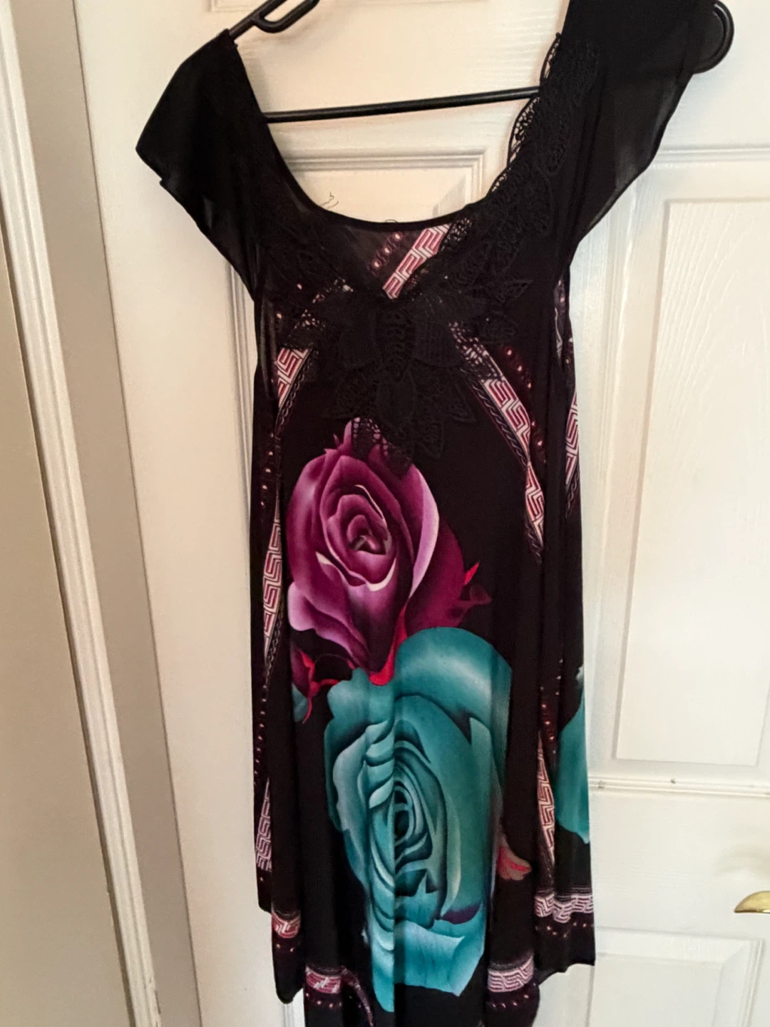 Women's XL Dress with Rose Print