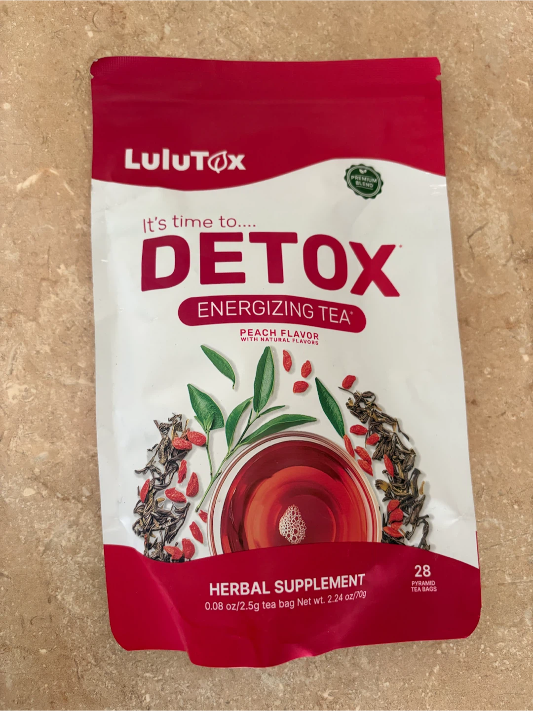 DETOX Energizing Tea Peach Flavor - 28 Pyramid Tea Bags - photo 2