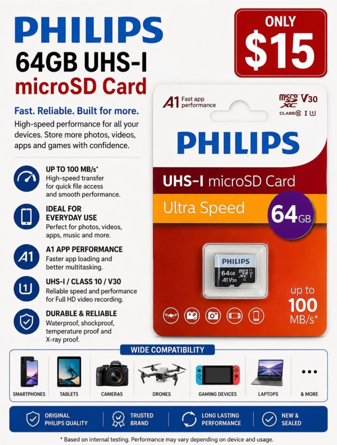 Philips 64GB UHS-I microSD Card