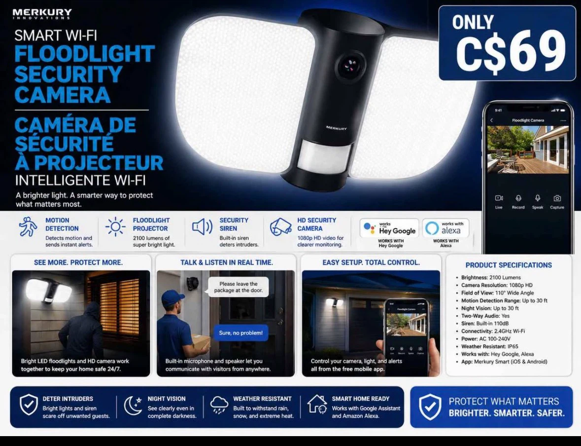 Smart Wi-Fi Floodlight Security Camera