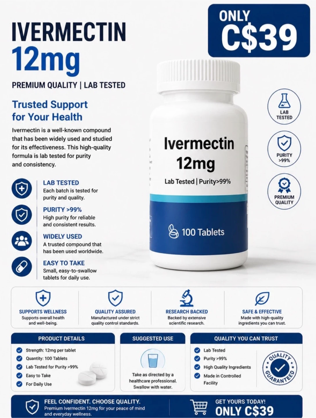 Ivermectin 12mg 100 Tablets