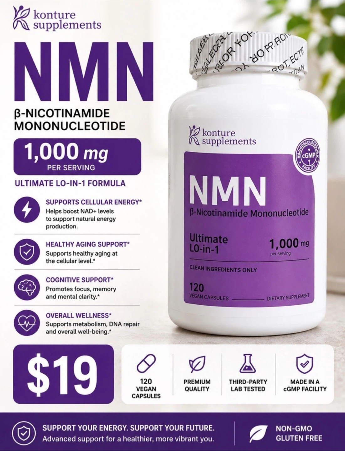 Supplements NMN Ultimate 10-in-1, 1000 mg