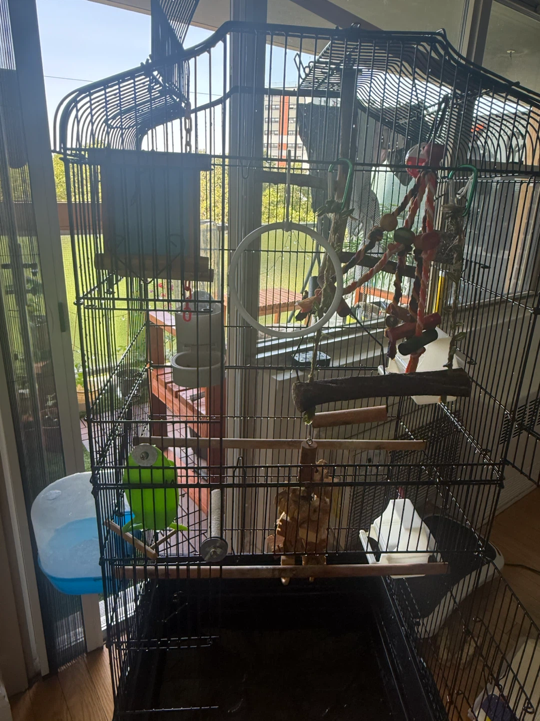 Large Multi-Level Bird Cage with Rolling Stand + Accessories - photo 2