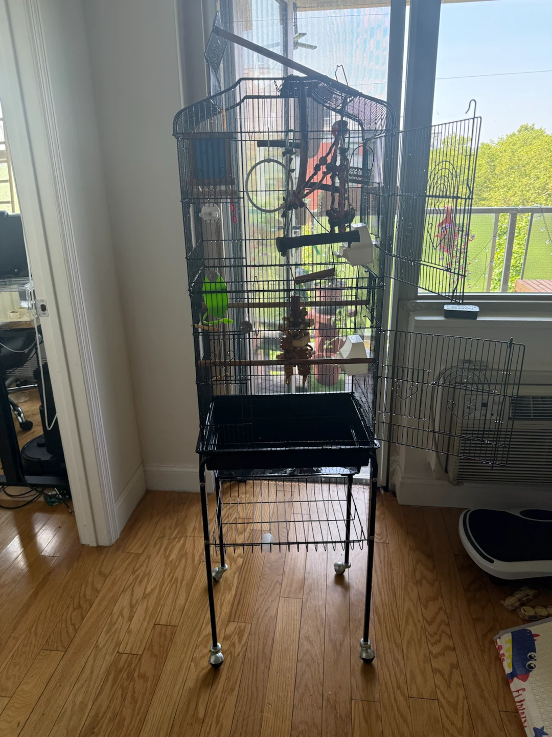Large Multi-Level Bird Cage with Rolling Stand + Accessories