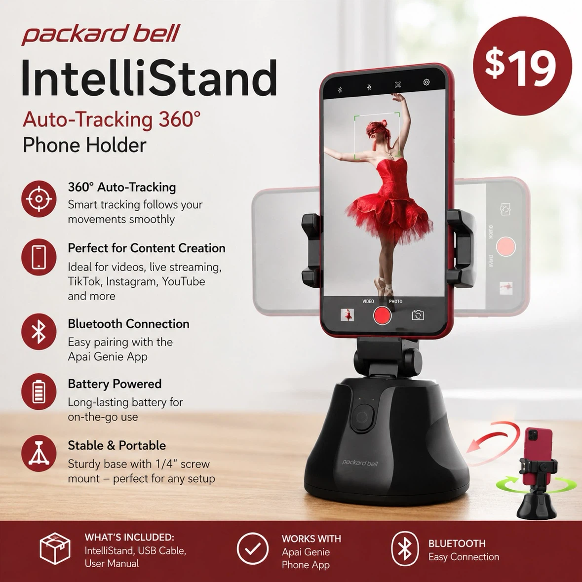 Packard Bell IntelliStand Auto-Tracking 360° Phone Holder