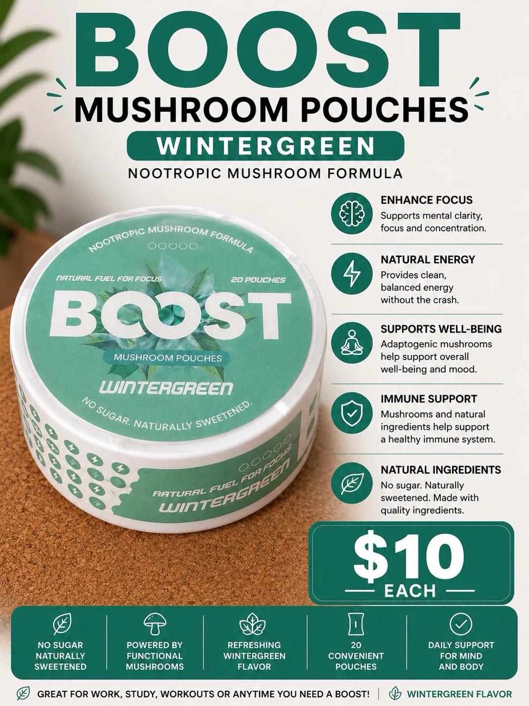 Boost Mushroom Pouches - Wildberry Nootropic Formula - photo 3