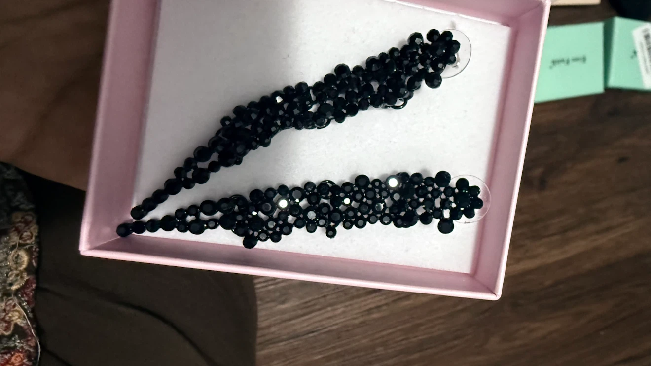 Black Beaded Dangle Earrings
