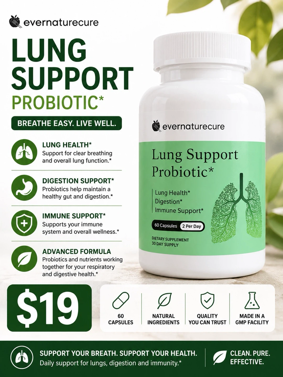 Evernaturecure Lung Support Probiotic