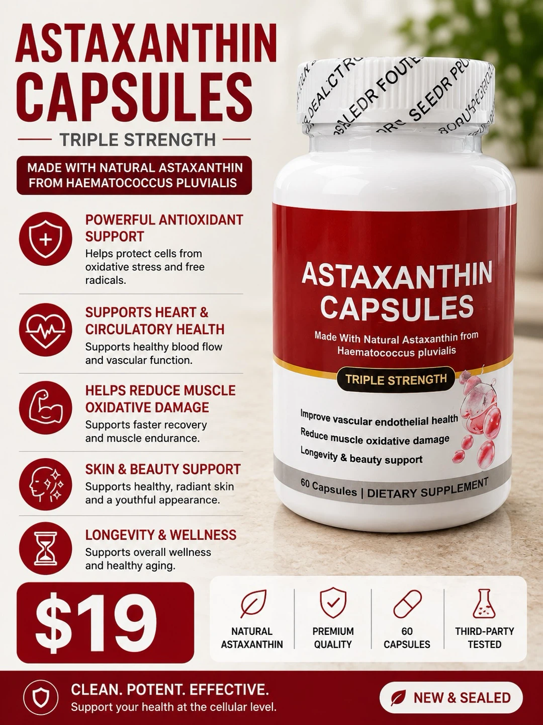 Astaxanthin Capsules - Triple Strength