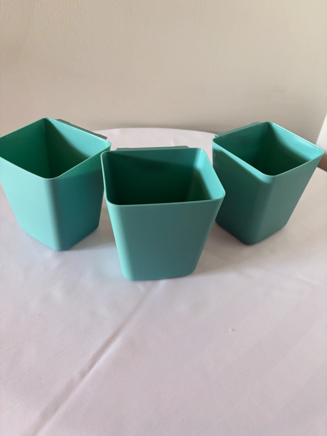 Set of 3 Teal Square Pots