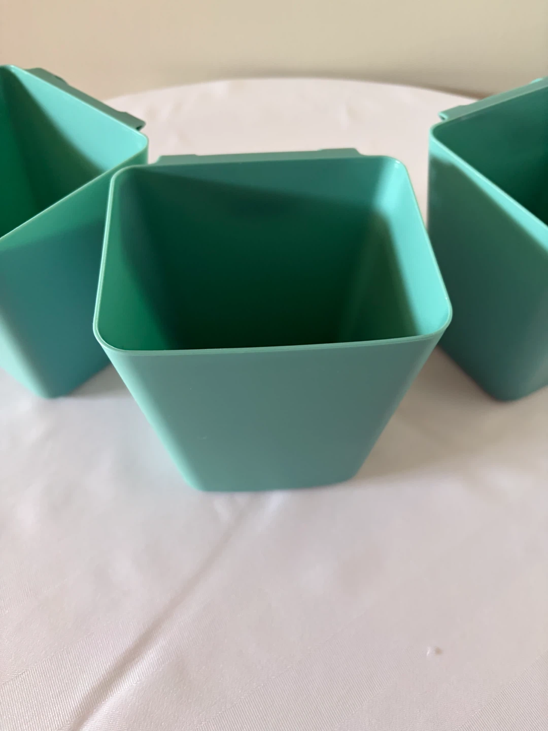 Set of 3 Teal Square Pots - photo 3