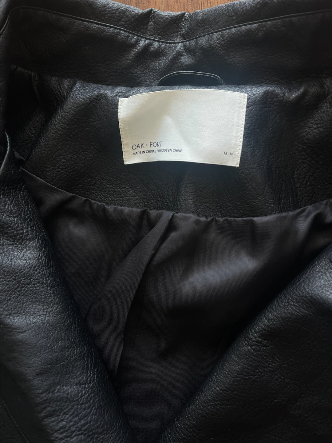 OAK + FORT Black Faux Leather Trench Coat M - photo 2