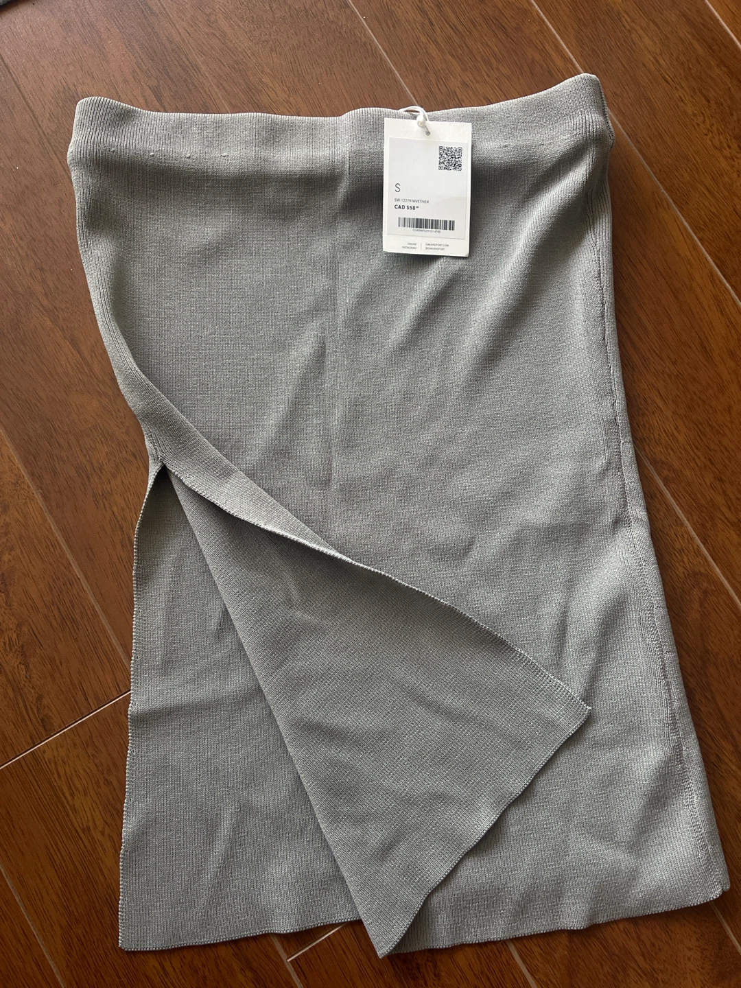 Oak + Fort Grey Knit Top with Slit - Size S