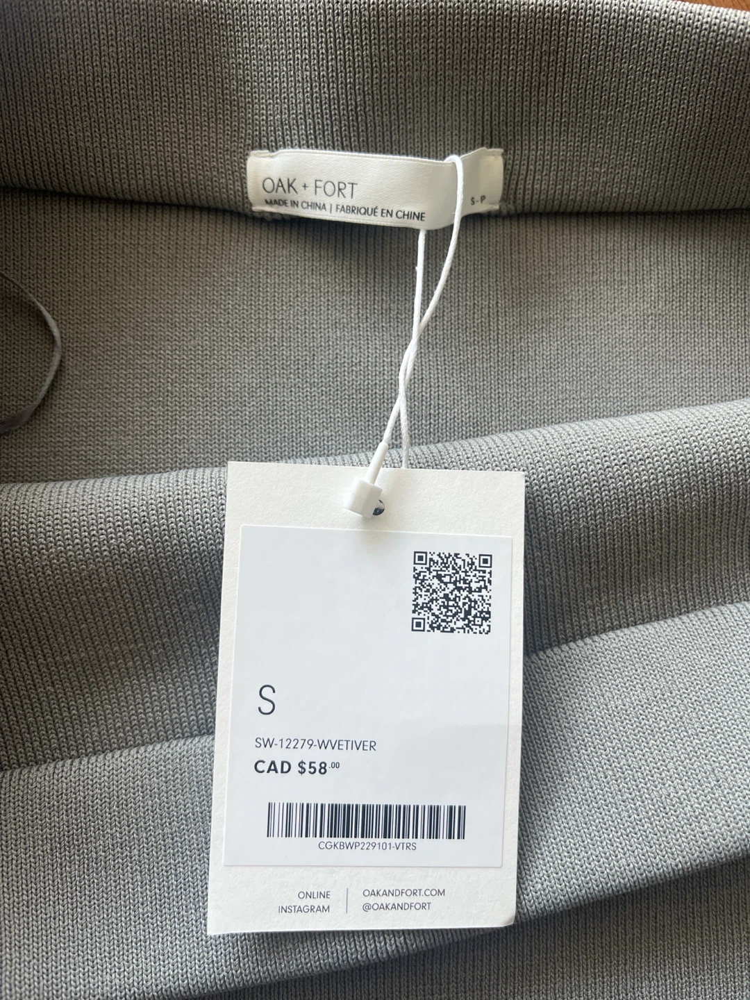 Oak + Fort Grey Knit Top with Slit - Size S - photo 2