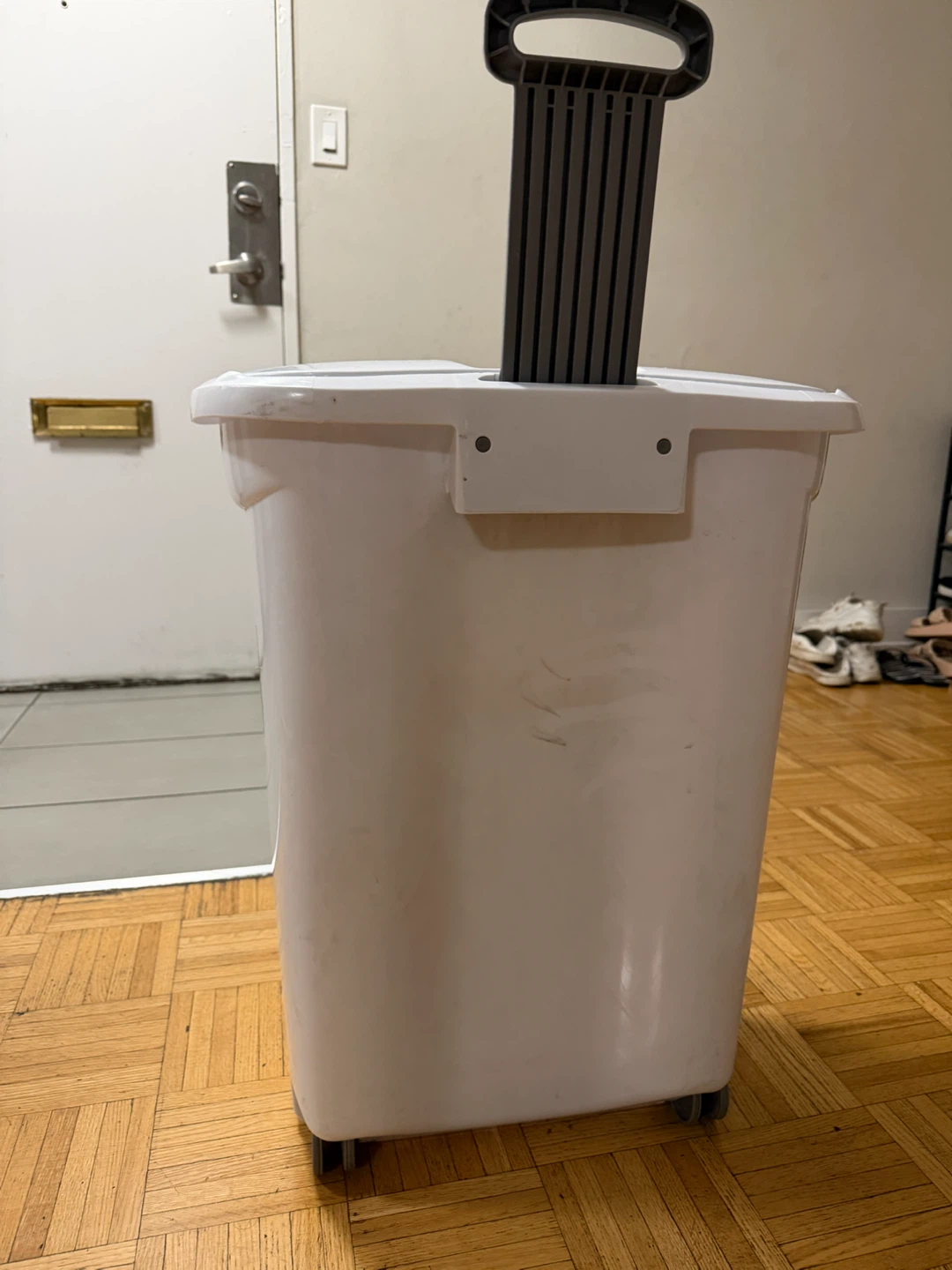 White Rolling Laundry Hamper with Handle - photo 2