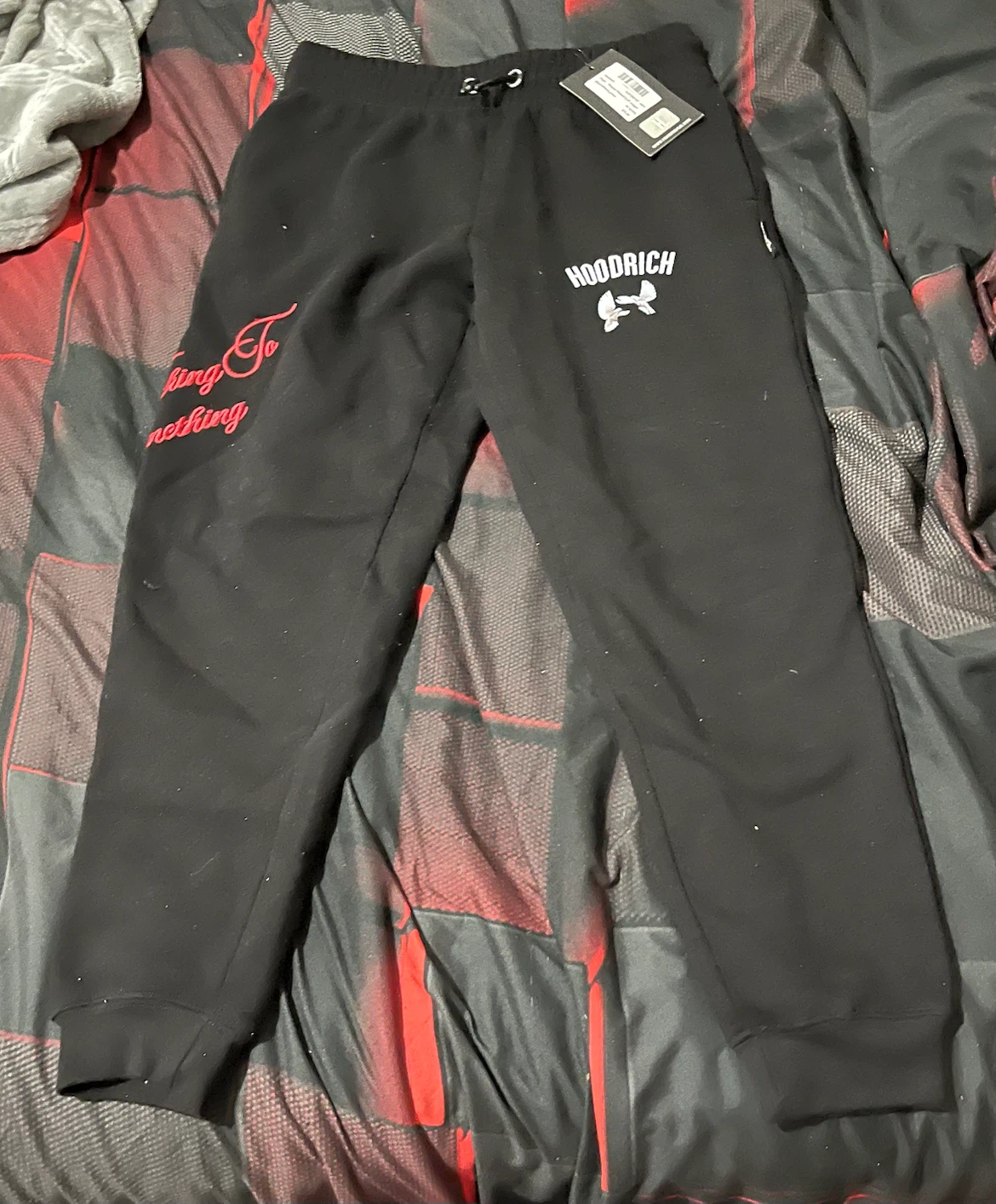HOODRICH Joggers Black Red Script Logo Pants