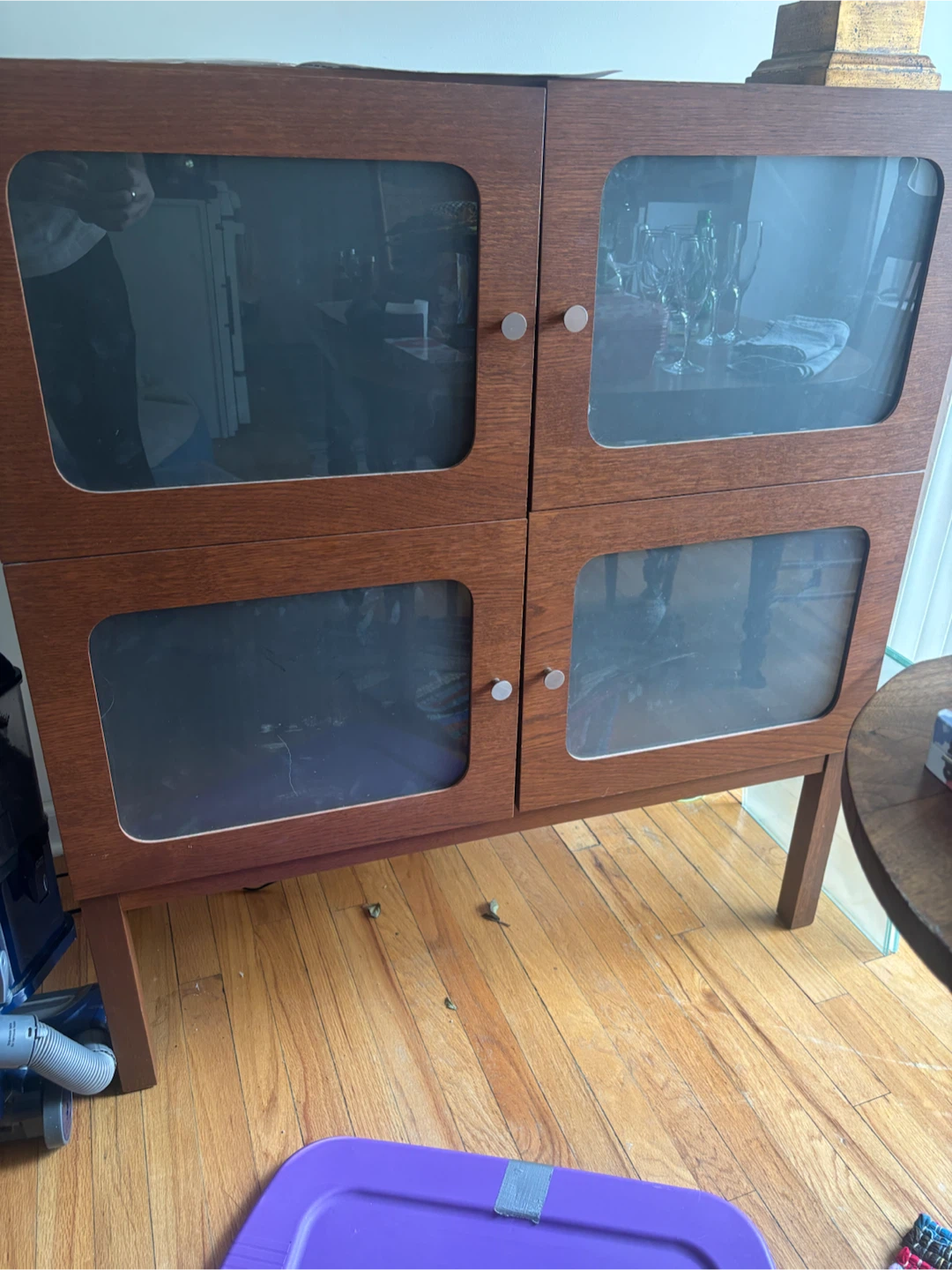 Wood Cabinet with Glass Doors and glass shelves