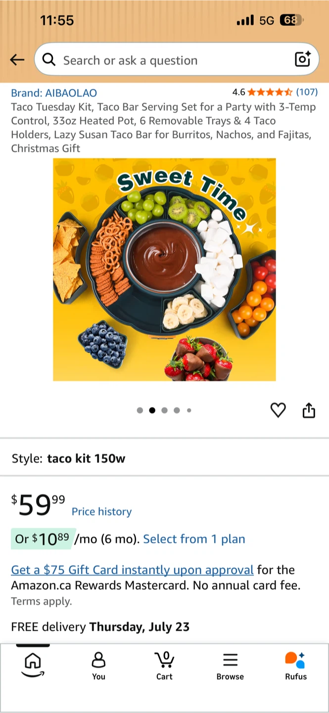 NEW ! Kusini Lazy Susan Taco Bar Serving Set - photo 2