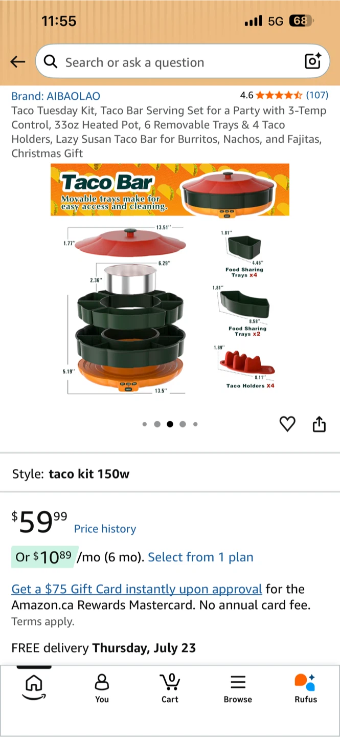 NEW ! Kusini Lazy Susan Taco Bar Serving Set - photo 3