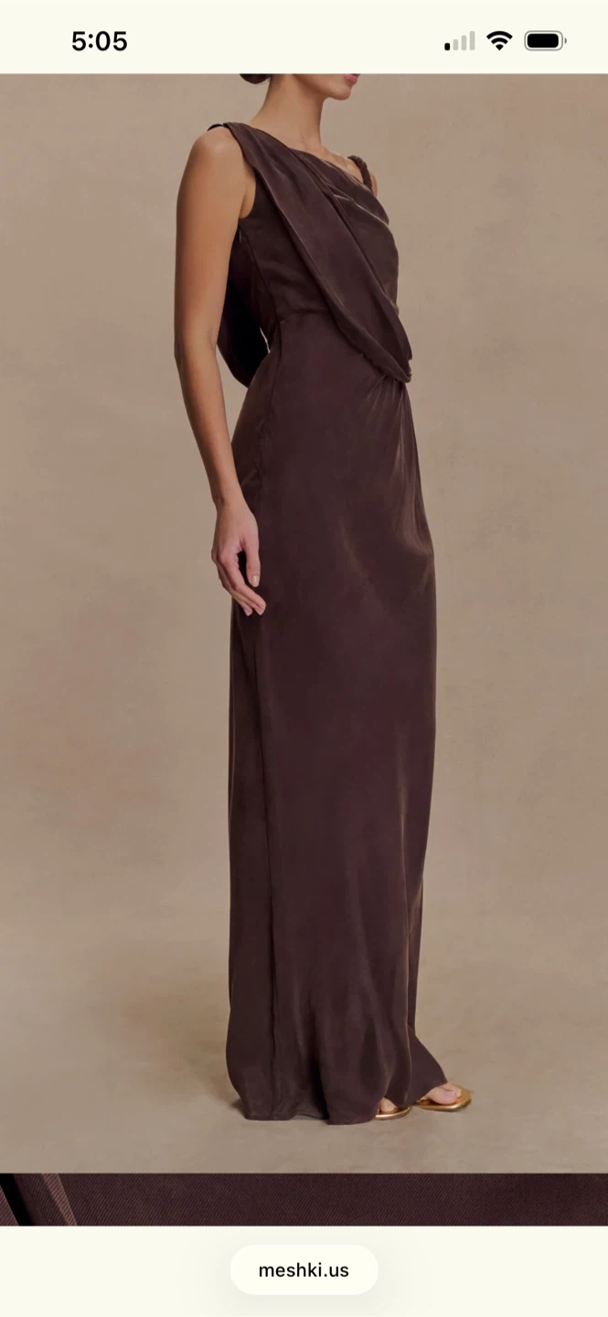 Meshki Lorrieann Draped Maxi Dress - Dark Chocolate - Size M - photo 2