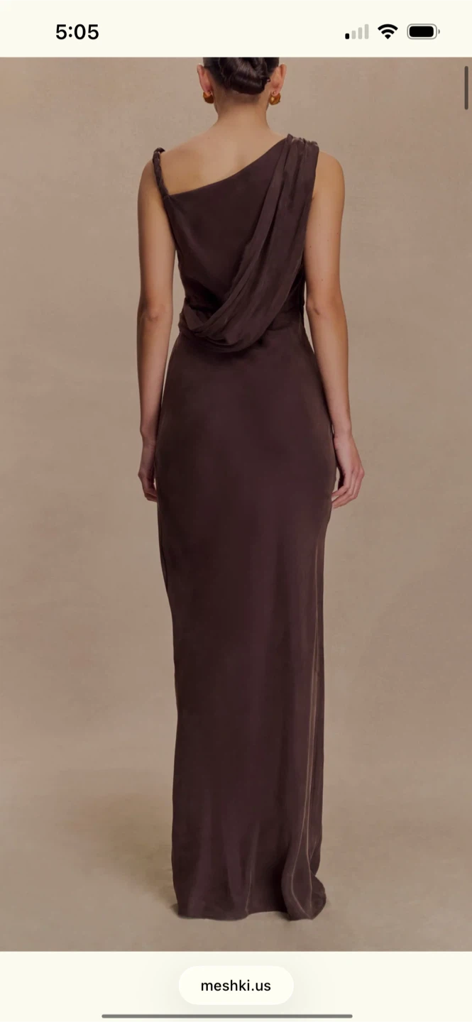 Meshki Lorrieann Draped Maxi Dress - Dark Chocolate - Size M - photo 3