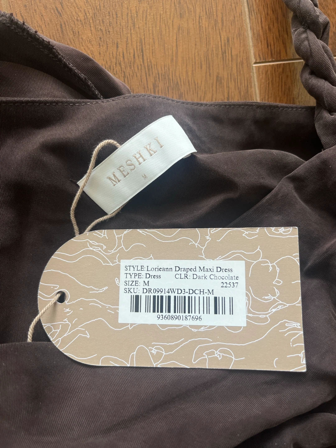 Meshki Lorrieann Draped Maxi Dress - Dark Chocolate - Size M - photo 4
